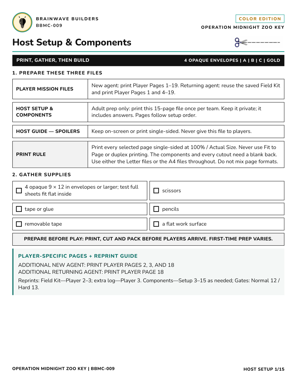 Host Setup & Components sample cover page