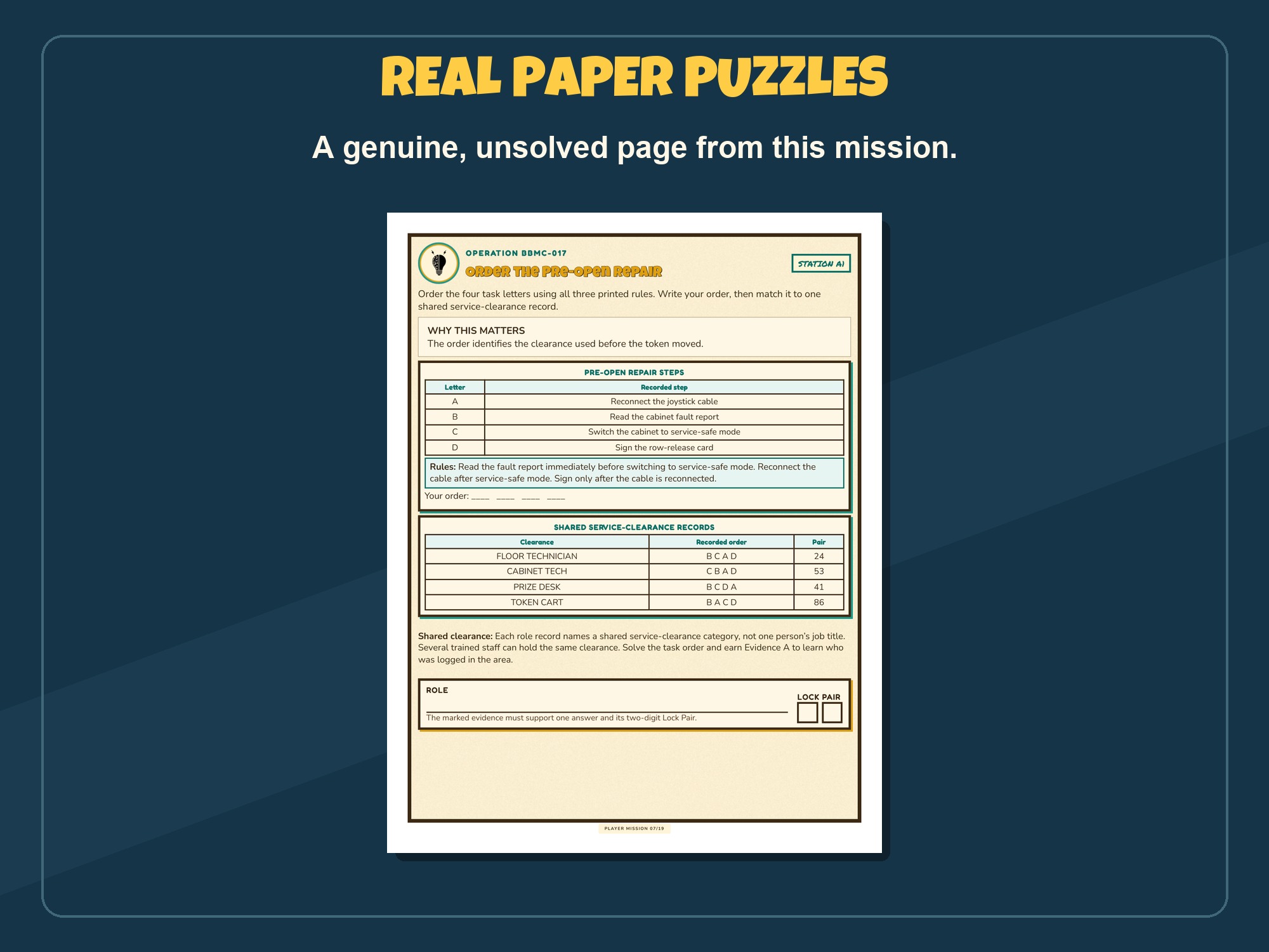 Sample paper puzzle from Missing Arcade Token