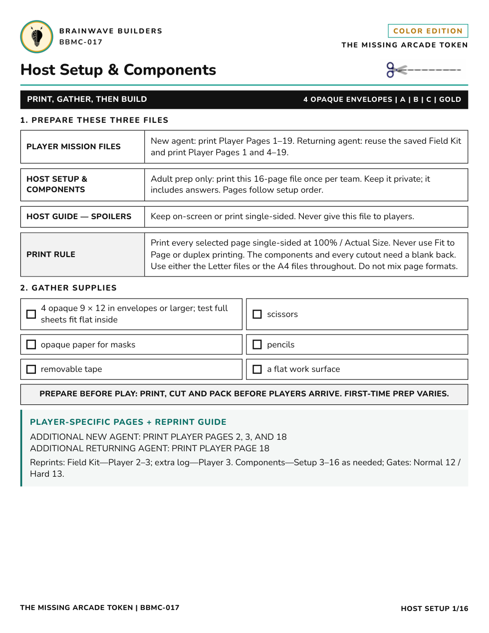 Host Setup & Components sample cover page