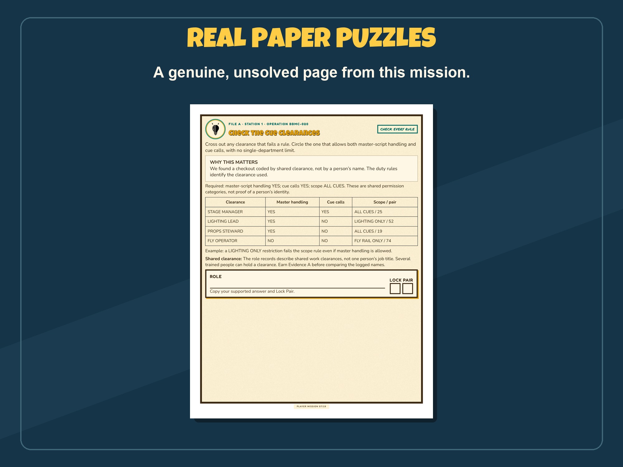 Sample paper puzzle from School Play Script